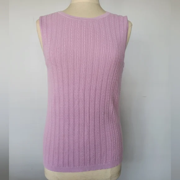 Foxcroft Set of Two Pink & Purple Cable Knit Sleeveless Sweater Vests SZ M - Picture 2 of 14